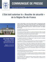 L'État doit autoriser le "Bouclier de sécurité" de la Région Île-de-France