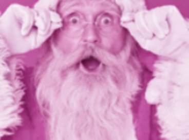 Père Noël surpris, les mains sur ses lunettes