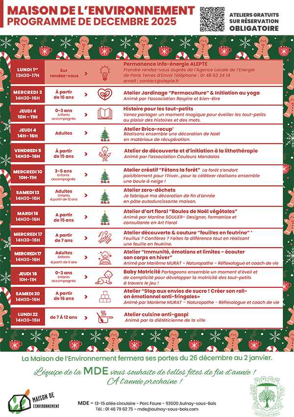 programme Maison De l'Environnement de Décembre 2025